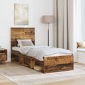 vidaXL Rám postele Staré drevo 75 x 190 cm Masívne borovicové drevo