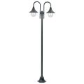 vidaXL Záhradná stĺpová lampa E27 220 cm hliník 2-lampáše tmavozelená