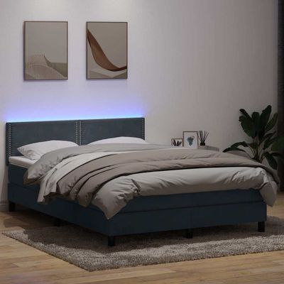 vidaXL Posteľný rám boxspring s matracom a LED tmavosivý 160x210 cm zamat