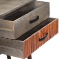 vidaXL Konzolový stolík sivý 120x35x75 cm surový mangovníkový masív