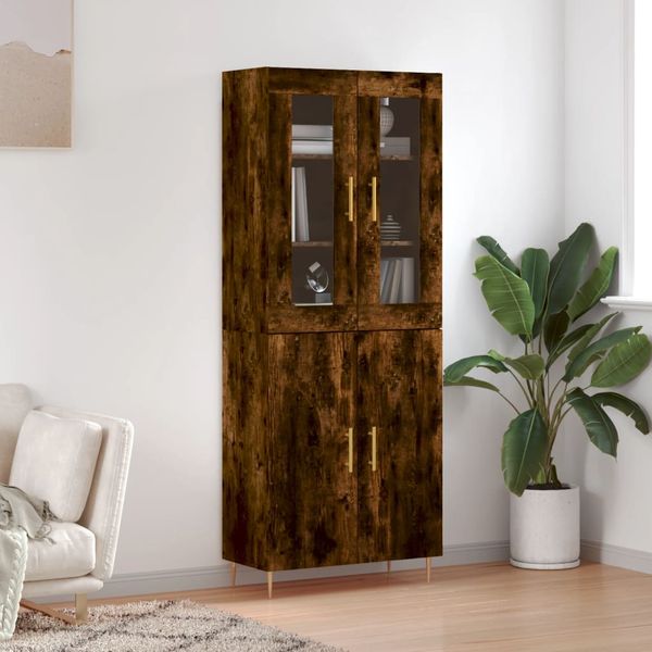 vidaXL Vysoká skrinka dymový dub 69,5x34x180 cm spracované drevo