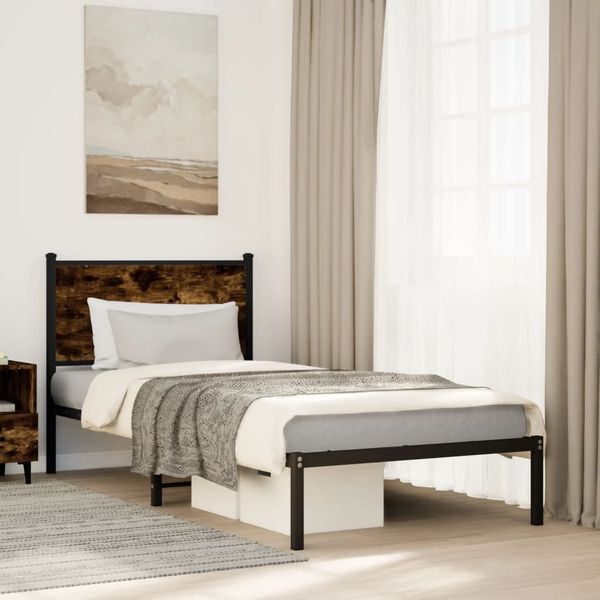 vidaXL Kovový posteľný rám bez matraca dymový dub 80x200 cm