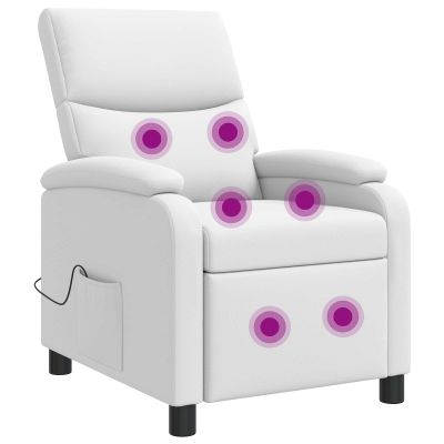 vidaXL Masážne relaxačné kreslo Biela Umelá koža