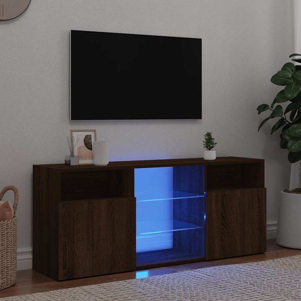 vidaXL TV skrinka s LED svetlami hnedý dub 120x30x50 cm