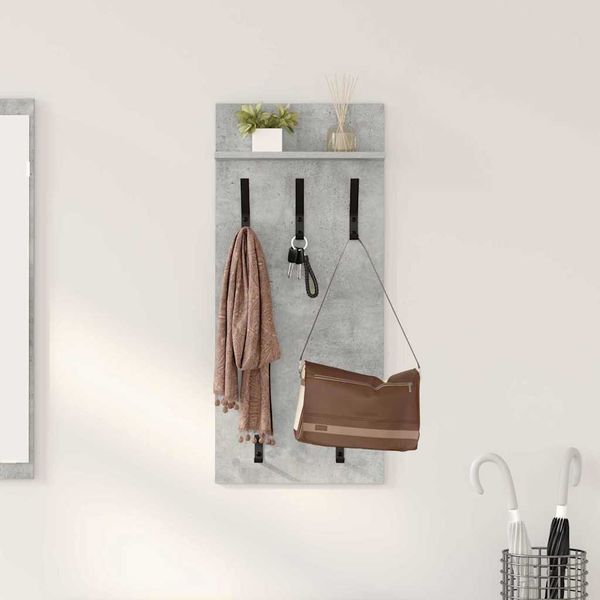 vidaXL Vešiak na stenu Betónová šedá 40 x 10 x 90 cm Kompozitné drevo