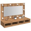 vidaXL Zrkadlová skrinka s LED diódou, dubový dekor, 90x31,5x62 cm