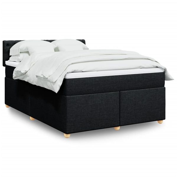 vidaXL Posteľný rám boxspring s matracom čierny 160x200 cm látka