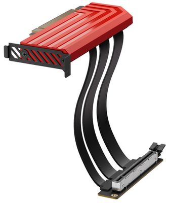 HYTE Riser PCI-E 5.0 / Black cherry / farebný kryt / Dĺžka: 200mm Kábel, pre VGA, PCIe 5.0 x16, 64GB/s, 30AWG, EMI tienenie, 200mm, čierny kábel, červený kryt