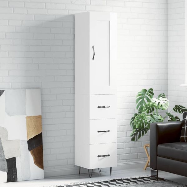 vidaXL Vysoká skrinka biela 34,5x34x180 cm spracované drevo