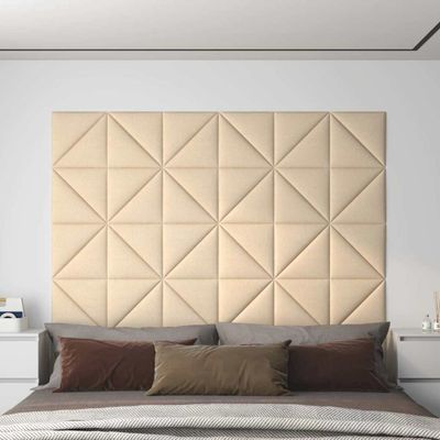vidaXL Nástenné panely 12 ks krémové 30x30 cm látkové 0,54 m²