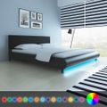 vidaXL Posteľ s matracom, LED, čierna, umelá koža 180x200 cm