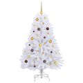 vidaXL Umelý Sklápací Vianočný Stromček LED Biela 80 x 80 x 150 cm
