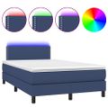 vidaXL Boxspring posteľ s matracom a LED modrá 120x190 cm látka