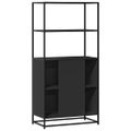 vidaXL Vysoká skrinka čierna 68x35x139 cm kompozitné drevo+kov