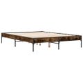 vidaXL Posteľný rám dymový dub 135x190 cm kompozitné drevo a kov
