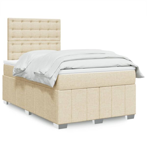 vidaXL Boxspring posteľ s matracom krémová 120x190 cm látka