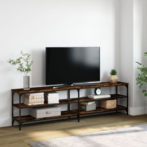vidaXL TV skrinka dymový dub 180x30x50 cm kompozitné drevo a kov