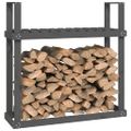 vidaXL Stojan na palivové drevo sivý 110x35x108,5 cm masívna borovica