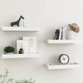 vidaXL Terasové nástenné police 4 ks biele 40x15x4 cm MDF