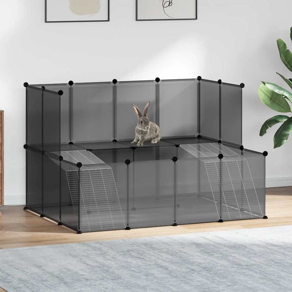 vidaXL Klietka pre malé zvieratá čierna 143x107x93 cm PP a oceľ