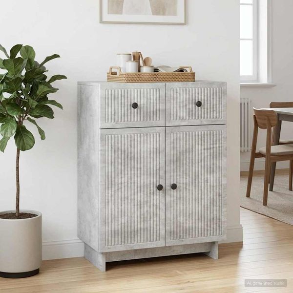 vidaXL Servírovacia skriňa so zásuvkou Betónovo sivá 66 x 34,5 x 90 cm