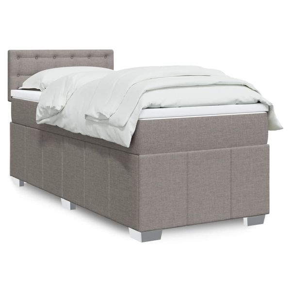 vidaXL Posteľný rám boxspring s matracom sivohnedý 90x190 cm látka