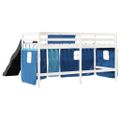 vidaXL Detská vyvýšená posteľ závesy modrá 80x200 cm masívna borovica
