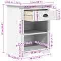 vidaXL Nočný stolík BODO biely 53x38,5x67 cm borovicový masív