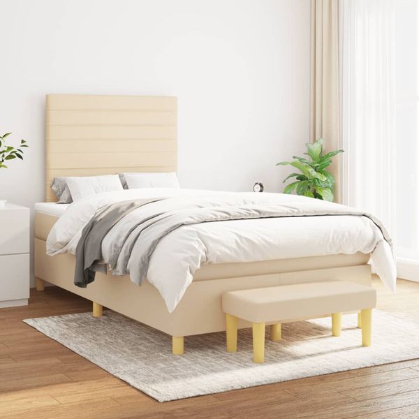 vidaXL Boxspring posteľ s matracom krémový 120x200 cm látka