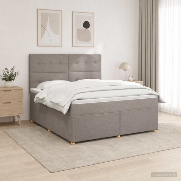 vidaXL Posteľ boxspring s matracom Sivohnedá 180 x 200 cm Látka