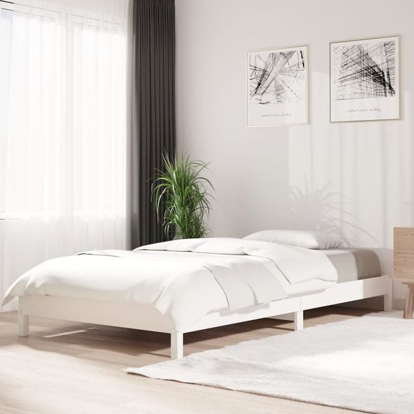 vidaXL Stohovateľná posteľ biela 100x200 cm borovicový masív