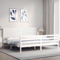vidaXL Posteľný rám s čelom biely 200x200 cm masívne drevo