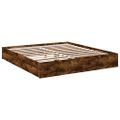vidaXL Posteľný rám so zásuvkami dymový dub 200x200cm kompozitné drevo