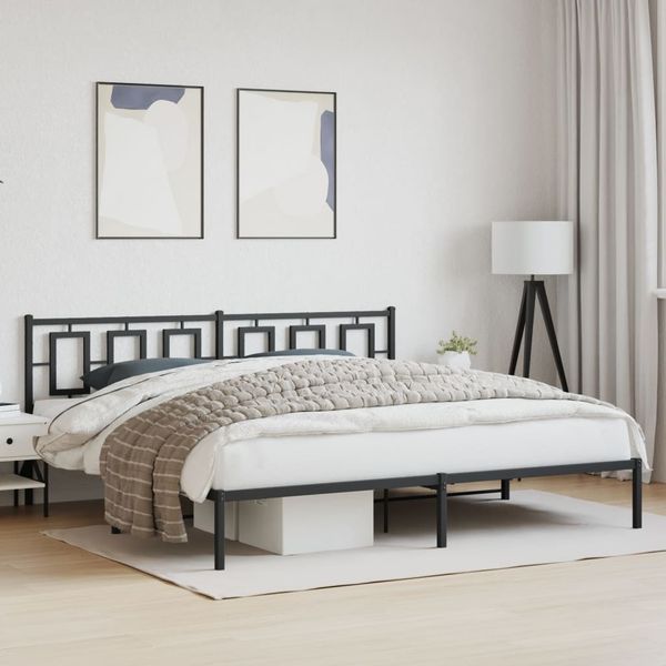 vidaXL Kovový rám postele s čelom čierny 200x200 cm