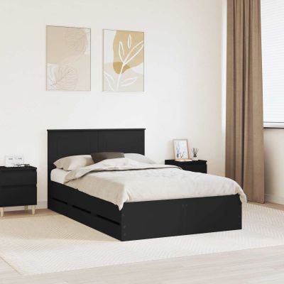 vidaXL Rám postele so zásuvkou Čierna 120 x 200 cm Inžinierske drevo