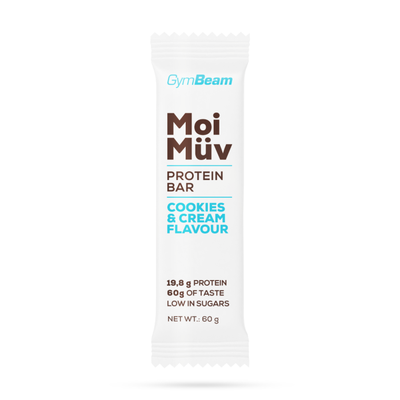 MoiMüv Protein Bar - GymBeam, cookies & cream, 60 g
