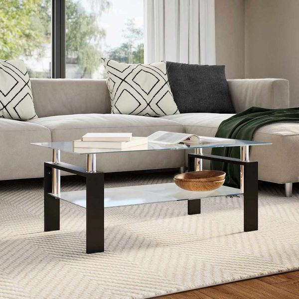 vidaXL Konferenčný stolík sivý a priesvitný 95x55x40 cm tvrdené sklo