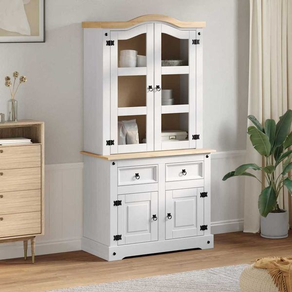 vidaXL Servírovacia skriňa Corona Biela 100 x 48,5 x 179 cm