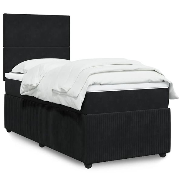 vidaXL Posteľný rám boxspring s matracom čierny 100x200 cm zamat