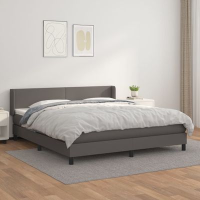 vidaXL Boxspring posteľ s matracom sivá 160x200 cm umelá koža