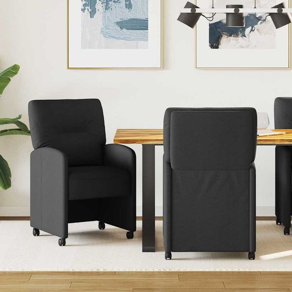 vidaXL Jedálenské stoličky na kolieskach 2 pcs Čierna 57 x 67 x 95 cm