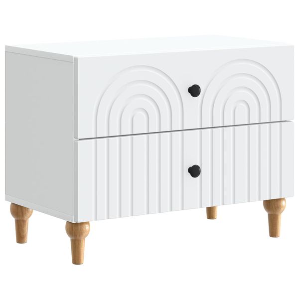 vidaXL Nočný stolík Biela 62 x 34,5 x 48 cm Kompozitné drevo