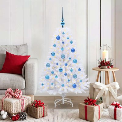 vidaXL Umelý Sklápací Vianočný Stromček Biela 120 cm PVC a oceľ