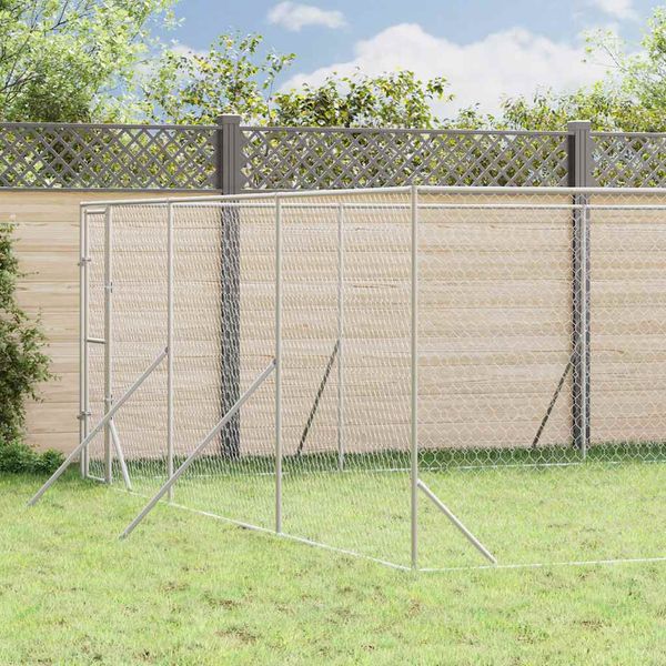 vidaXL Vonkajší koterec pre psov strieborný 6x14x2 m pozinkovaná oceľ