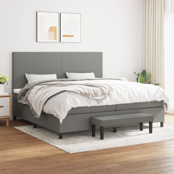 vidaXL Boxspring posteľ s matracom tmavosivá 200x200 cm látka