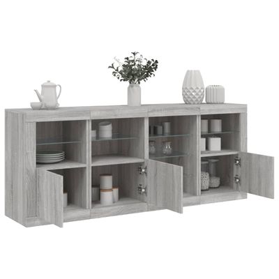 vidaXL Komoda s LED svetlami sivá sonoma 164x37x67 cm