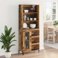 vidaXL Highboard Staré drevo 69,5 x 34 x 180 cm Kompozitné drevo