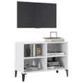 vidaXL TV stolík nohy z kovu biely 69,5x30x50 cm