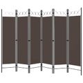 vidaXL Paraván so 6 panelmi, hnedý 240x180 cm