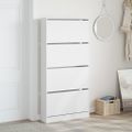 vidaXL Botník so 4 výklopnými zásuvkami biely 80x21x163,5 cm